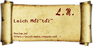 Leich Máté névjegykártya